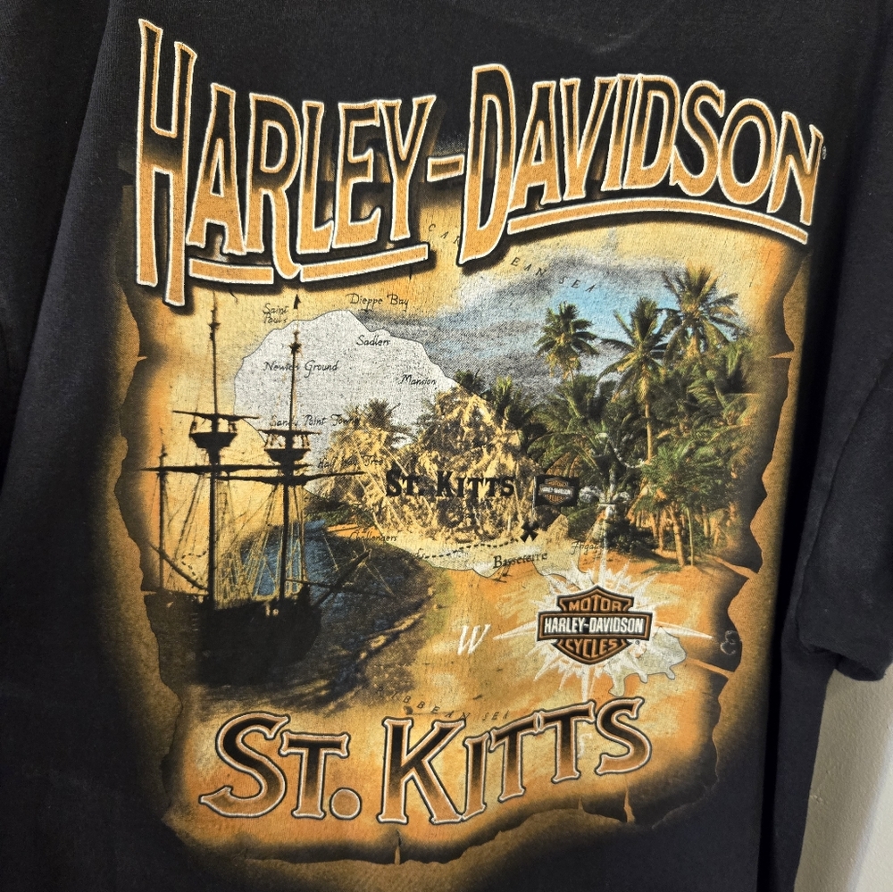 Rare Harley Davidson St Kitts Graphic Tee Shirt - Picture 4 of 9